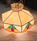 Vintage Art Deco Style Stained Glass Mid Century Modern Hanging Chain Light