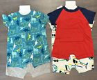 Lot Of 2 Boys Carters Romper Sets  dinosaur vehicles  - Multiple Sizes  Nwt