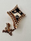 Gold Kappa Alpha Theta Diamond Pearl Sorority Pin L g  Balfour 1940   s Cornell