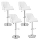 Set Of 4  Bar Stools Swivel Adjustable Counter Kitchen Leather Back Pub Chairs