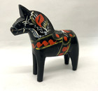 Vtg Swedish Dala Horse Black Wooden 4    Ga Olsson Akta Dalahemslojd Hand Painted