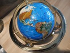 New Gemstone Tabletop Globe Blue Lapis Ocean Brass Tripod Compass World Map