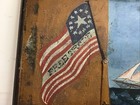 Antique 1850s Sailor Sea Chest Folk Art Ship Painting 31 Star Flag Rope Beckets