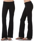 Yoga Pants Flare Leg Long Fitness Foldover Waist Womens Workout Gym Bootcut