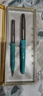 Parker 41  special Steel   Turquoise Fine Nib Fountain Pen   Liquid Gel Pencil