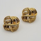 Vtg Napier Gold Tone Earrings Knot Open Work Texture Clip On Screw Back Signed