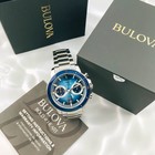 Bulova Marine Star 96b380 Men s Chronograph Blue Dial Stainless Steel Watch 45mm