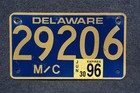 1996 Delaware Motorcycle License Plate