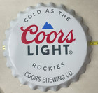 Coors Light Beer Bottle Cap Tin Metal Wall Sign 16  Diameter Garage Man Cave