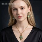 Heart Green Enamel Vintage Peace Dove Earrings Unique Retro Dangle Drops