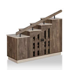 Elias Reclaimed Oak Novelty Staircase Shoe Cabinet With Window Panel Doors