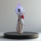 Vtg Tall Spotted Slender Cat W  Red Bow Marked Taiwan Unbranded Mcm 4  Kitten