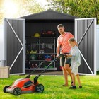 6x4 Ft Waterproof Outdoor Metal Storage Shed Kit With Lockable Doors