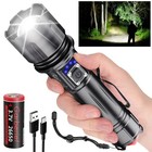 Super Bright 5000000lm Led Flashlight Usb Rechargeable 30w Zoom Tactical Light
