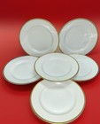 Paul Muller Selb Bavaria 6 Luncheon Plates Gold Rim Green Stamped