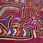 Vintage Panama Guna Kuna Mola 2 Human Figures Geometric Hand Sewn Folk Art 13x15