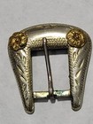 Vintage Solid Nickle Silver Belt Buckle Set Floral Engraved Western Cowgirl