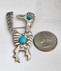 Vintage Handcrafted Native American Navajo Sterling Silver Roadrunner Brooch