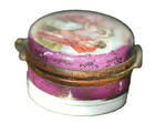 Antique Powder Vanity Jar Painted Figures Beauty Mark Holder Hand Painted Gold
