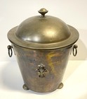 Antique Lidded Brass Coal Bucket Scuttle