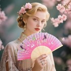 4 Pcs Handheld Silk Folding Fans Vintage Chinese Japanese Bamboo Hand Held Fan