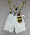 Rare Bugle Boy Men s Vintage 90s Denim Skate Shorts W  Suspenders Size 30 Light