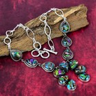 Fiesta Kingman Turquoise Gemstone Handmade 925 Sterling Silver Necklace Jewelry