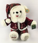 Dan Dee 2008 Snowflake Teddy Bear Plush Holiday Time Plaid Maroon Velvet Xmas