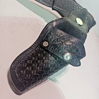 Vintage Black Leather Basket Weave Duty Belt With Gun Holster  Police  Sz 34
