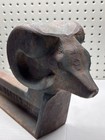 Vintage 1930 s Original Cast Iron Olympic Log Master Ram Head Andirons Pat Pend