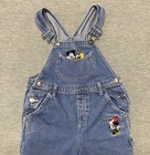 Vintage Disney Mickey Mouse Overalls Kids Size 5 Blue Denim Jeans Minnie 90s