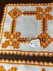 4 Hardanger Norwegian Embroidery Handmade Doilies square  Orange On White  8 