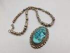 Native American Navajo Indian R Bennett Sterling Silver Turquoise Stone Necklace