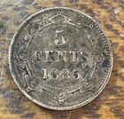 Scarce 1885 Newfoundland 5 Cents Super Original Xf Km-2 Mintage 16 000  Chrc