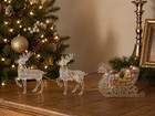 Sterling Acrylic Reindeer Sleigh Christmas Keepsake Clear Decor Set