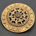 Lovely Antique Pierced Brass Metal Button - 1-1 16   a-q24 