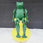 Vintage Hand Crafted   Hand Painted Wooden Jointed Green Black Frog Shelf Sitter