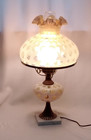 Fenton Honeysuckle Coin Dot Opalescent Glass Student Lamp Electric Marble Base