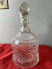 L E Smith By Cracky Crackle Decanter   6 Glasses Vintage Mcm Bar Ware Vg   