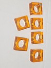 Vintage Lucite Napkin Rings Mid Century Modern Cubist Square Acrylic Orange 