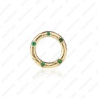 10mm Natural Emerald Enhancer Circle Push Lock Solid14k Yellow Gold Charm Holder
