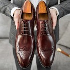 British Men s Brogue Wing Tip Dress Formal Derby Shoes 100 real Leather Banquet
