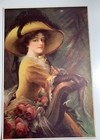 1914 Pretty Girl Art Original Print Pin Up Artist Bryson Big Hat Edwardian Lady