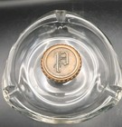 Cigar Ashtray Clear Glass Brass Monogram Handle  p  Monogram Vintage Heavy 