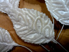 Vintage Off White Velvet Fancy Cut Rose Leaves - 6 Leaves