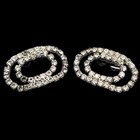Vintage Rhinestone Shoe Clips Ovals Silver Tone Large Prong Clear Elegant Read