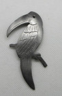 Vintage Artisan Handmade Parrot Bird Pin Brooch Artist Un Signed 3  Tall