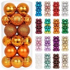  24ct Christmas Ball Ornaments Set Yellow Shatterproof Xmas Tree 1 57  Orange