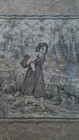 Antique French Style Jacquard Tapestry Tea Towel Pastoral Scene 18 X 16 1 2
