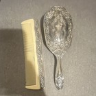 Vintage Ornate Silver-tone Vanity Hand Mirror Hair Brush   Comb Set